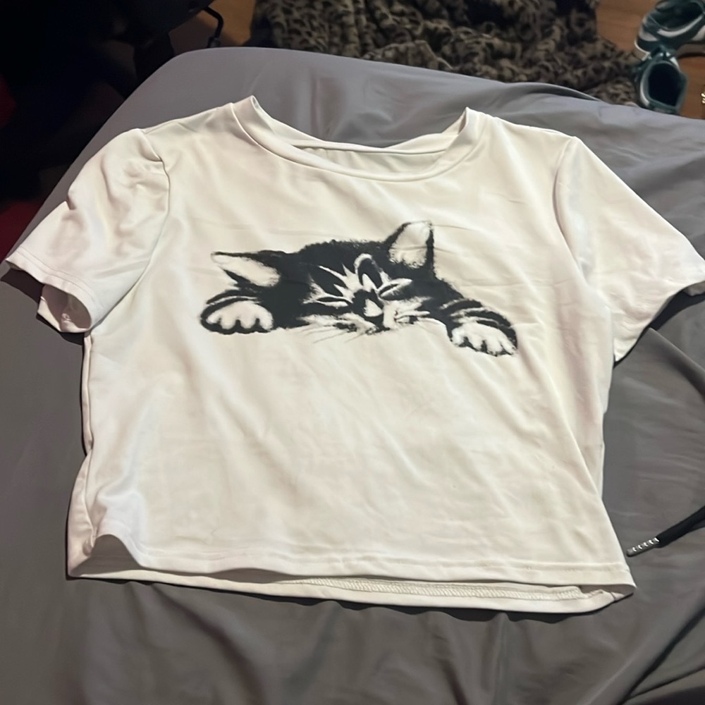 Shein Cat Graphic Baby Tee